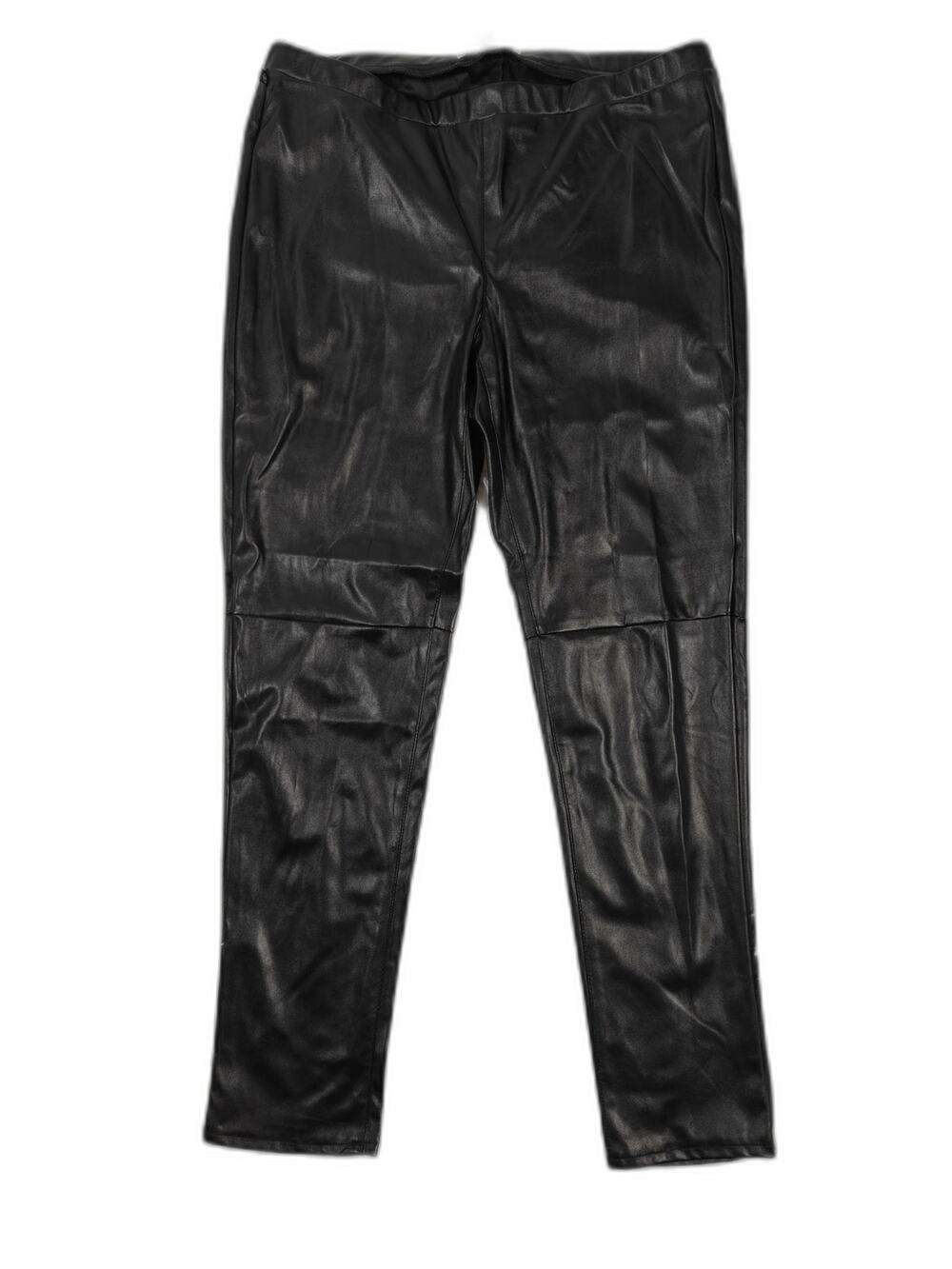 Womens Michael Kors Faux Leather Pants Black Size 14
